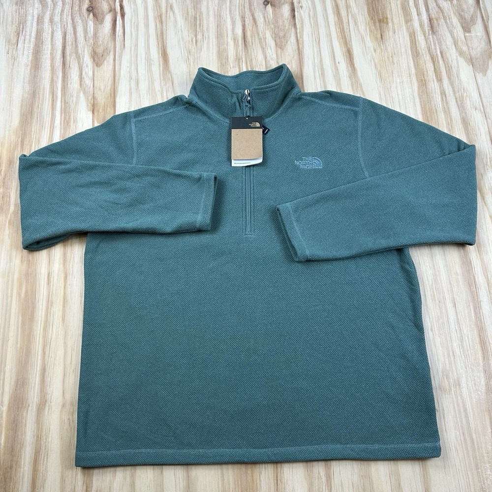 The North Face Mens NEW XL Dark Sage Heather Cap Rock Textured Quarter Zip